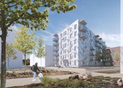 Le nouveau projet des Habitations communautaires Loggia et du groupe de ressources techniques Bâtir son quartier sera implanté au Technopôle Angus. Crédit : Rayside Labossière 