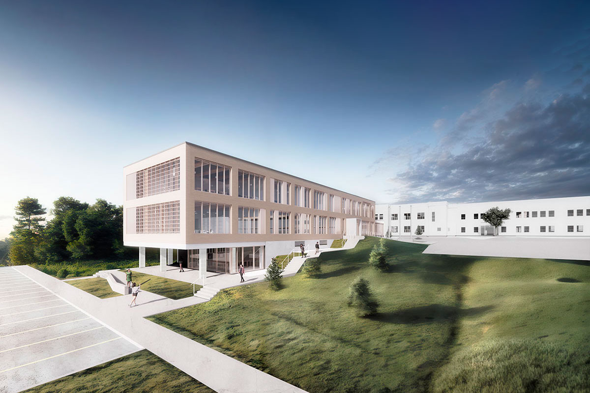 Le futur campus de l’Université du Québec en Abitibi-Témiscamingue à Mont-Laurier.  Crédit : Architecture49 | PLA architectes