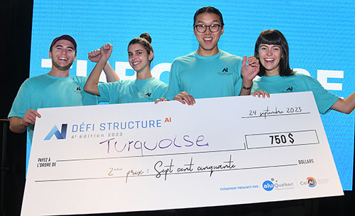 L'équipe turquoise a remporté le 2e prix du Défi Structure-Al 2023. Photo : AluQuébec