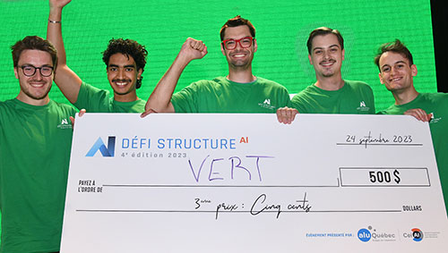 L'équipe verte a remporté le 3e prix du Défi Structure-Al 2023. Photo : AluQuébec