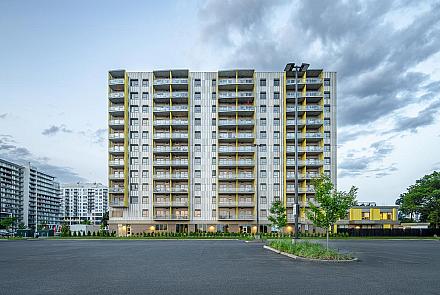 Le projet de logements sociaux et abordables L’Albédo intègre plusieurs stratégies écoénergétiques.  Photo : Joël Gingras/Lafond Côté architectes