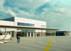 Le nouveau bâtiment écoresponsable de l'aérogare de Trois-Rivières visera la certification LEED. Crédit : Patriarche 