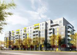 Le projet de logements sociaux de la Coopérative d’habitation laurentienne visera une certification LEED Or. Image : Ville de Montréal – Arrondissement de Saint-Laurent