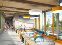 Le design de la nouvelle aile de l’école des Deux-Soleils fera la part belle à l’apport de luminosité naturelle. Image : ADSP Architecture + Design