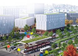 La nouvelle vision de développement urbain de la Ville de Longueuil prévoit, à terme, l’aménagement de 30 000 nouvelles unités résidentielles et de 7 millions de pieds carrés d’espaces commerciaux et de bureaux. Image : Ville de Longueuil