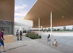 La future patinoire du parc Marie-Victorin de Saint-Bruno-de-Montarville mettra en valeur le bois. Crédit : ABCP Architecture 
