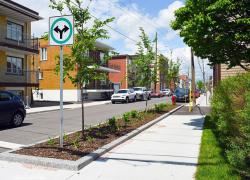 La rue Anna à Québec est le type d’aménagement qui pourrait être réalisé dans les projets de verdissement. Crédit photo : Ville de Québec