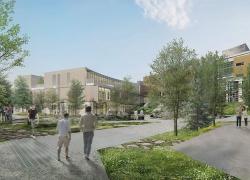 Le projet d’agrandissement du campus de Rouyn-Noranda de l’Université du Québec en Abitibi-Témiscamingue (UQAT).  Image : EVOQ architecture, MLS Architectes, Civiliti et Atkinsréalis